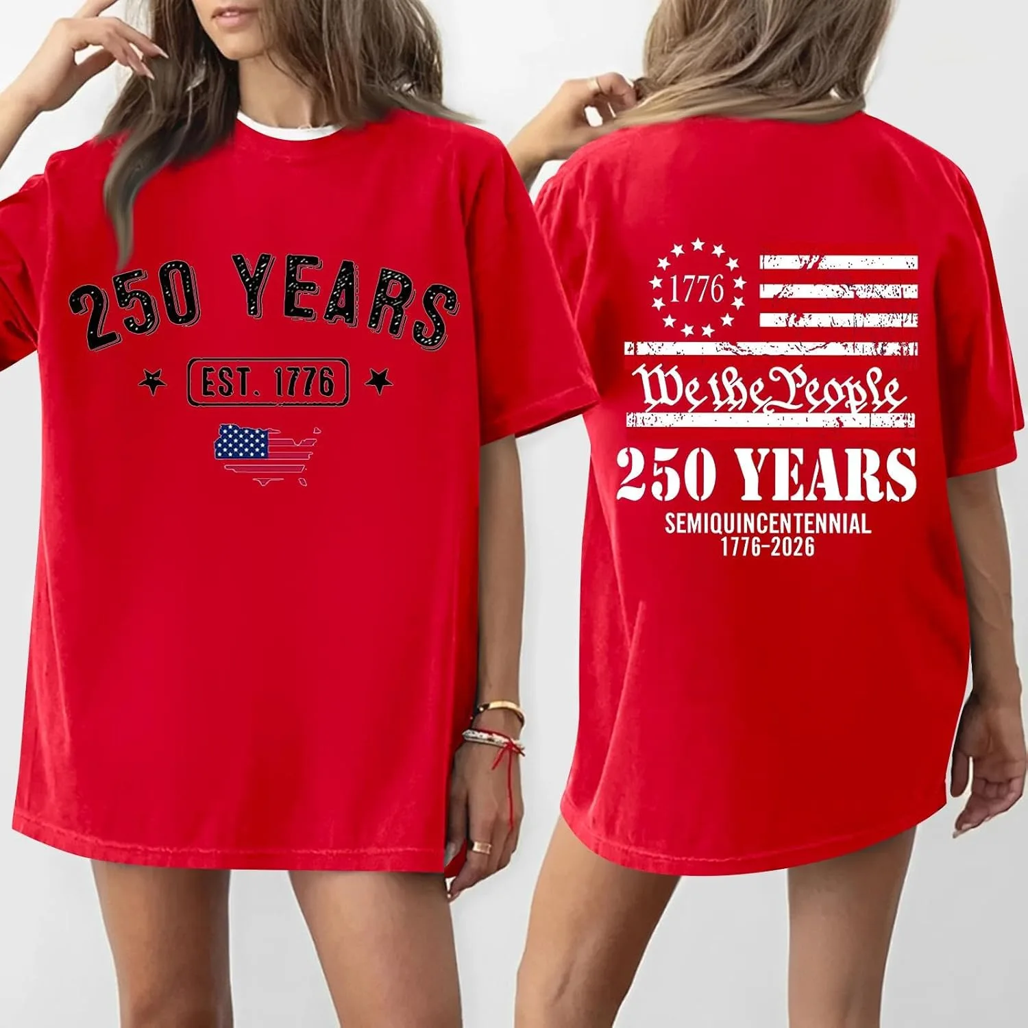 Футболка женская с коротким рукавом 250 Anniversary Printed, 4th of July, Casual, Independence Day — фото 2