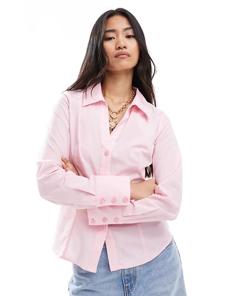 

Рубашка Miss Selfridge из поплина в розовом цвете