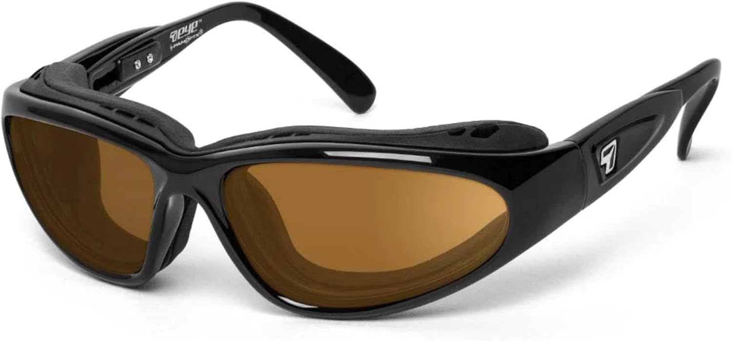 

7 солнцезащитных очков EYE CAPE с мягкой подкладкой и защитой от ветра, для использования на открытом воздухе, 100% защита от UVA + UVB лучей 7 EYE, Glossy Black Frame/Sharpview Copper Lenses