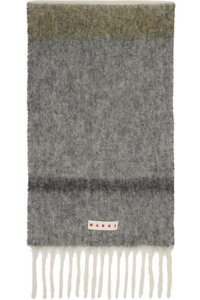 

Marni Шарф из альпаки в зелено-серую полоску