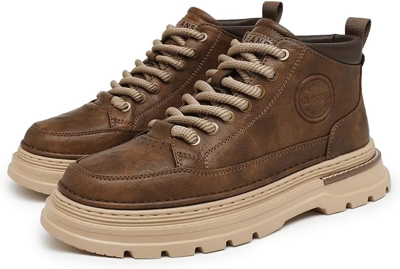 

MEIXI MOBILE Мужская мода Повседневная обувь Мужские высокие кроссовки на шнуровке Модные кроссовки для улицы Нескользящие, амортизирующие, для бега и спорта, коричневый