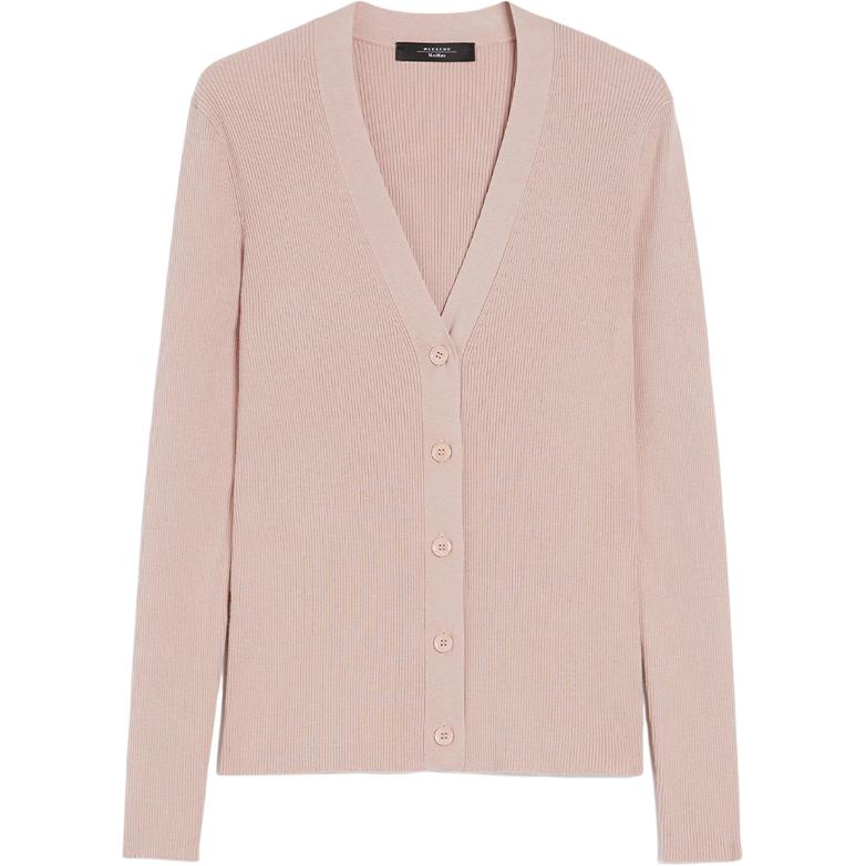 

Кардиган Weekend Max Mara Gabriel с ребристым узором и V-образным вырезом MaxMara, розовый