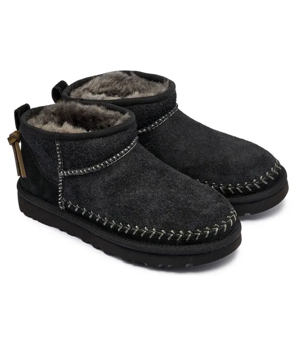 Классические ультрамини кожаные зимние ботинки Biarritz Ugg, черный — фото 2
