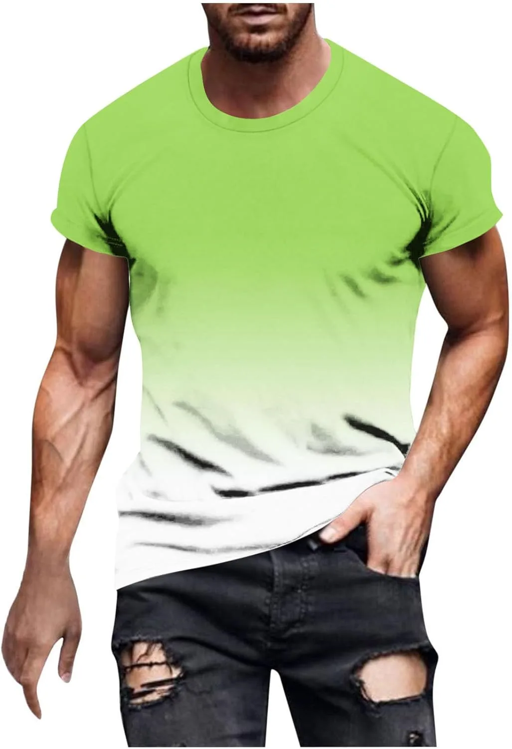 

Футболка мужская летняя с градиентным принтом, Slim Fit Xiaojmake