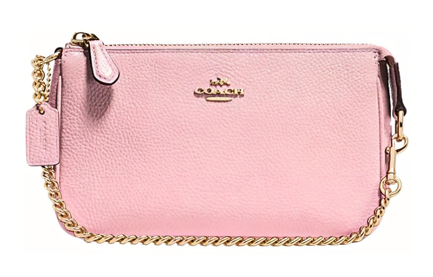 

Nolita Pebbled Leather Chain Pochette Плечевая Сумка Запястная Сумка Клатч Маленькая Женская Розовая COACH, Set (Bag+Dust Bag)