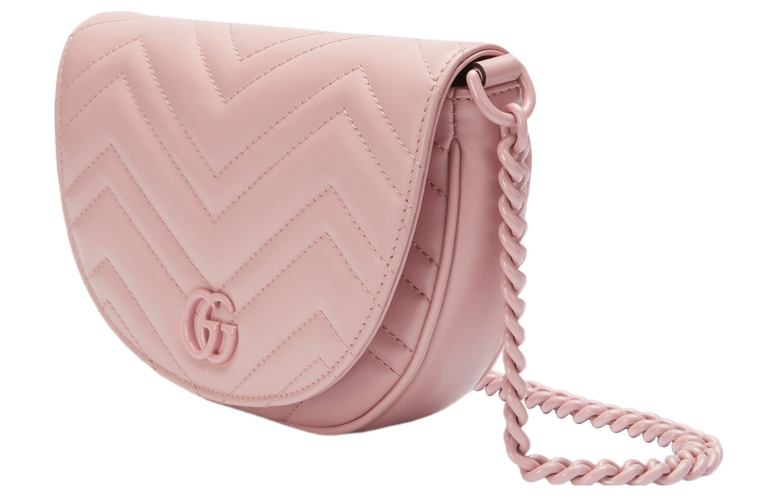 Женская кожаная сумка Gucci Marmont кроссбоди мини, розовая — фото 2