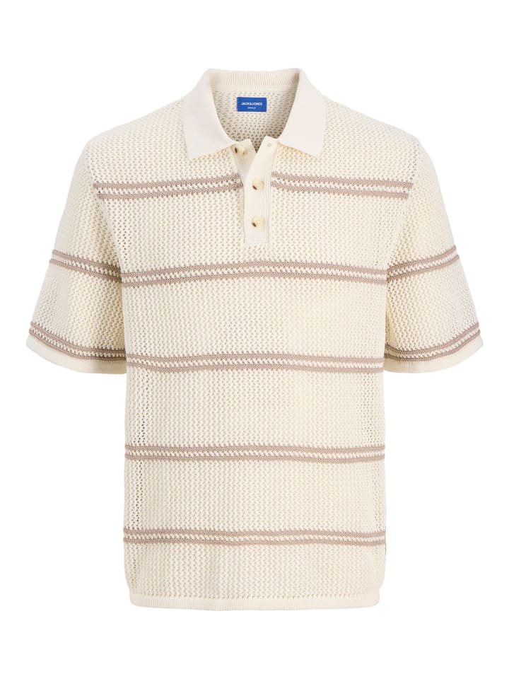 

Jack & Jones Вязаная рубашка-поло цвета морской соли, Синий, Jack & Jones Вязаная рубашка-поло цвета морской соли