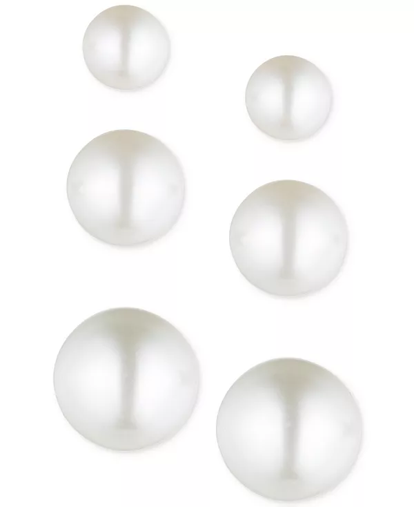 

Комплект из 3 серег-гвоздиков с имитацией жемчуга золотистого оттенка Anne Klein, gold