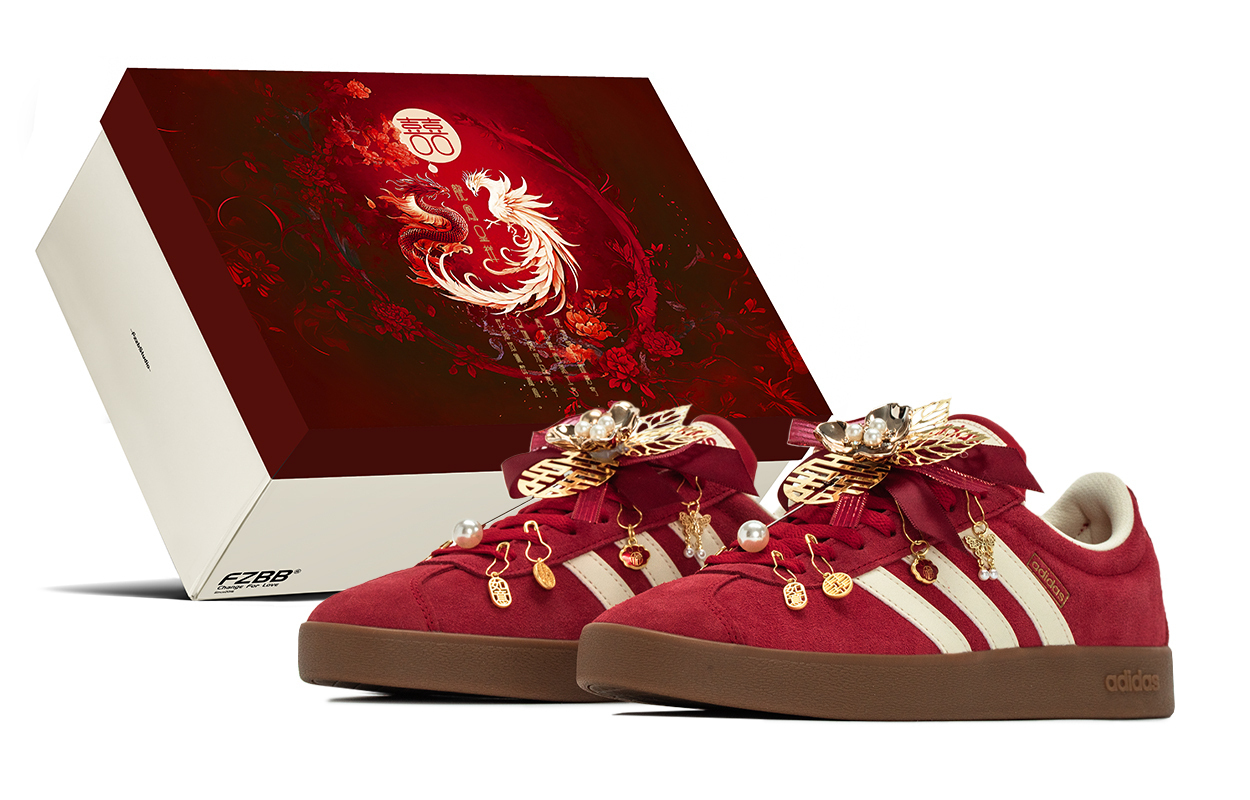 

Классические свадебные туфли VL Court с изображением дракона и феникса, износостойкие низкие скейтбордистские туфли Box Adidas, белый красный