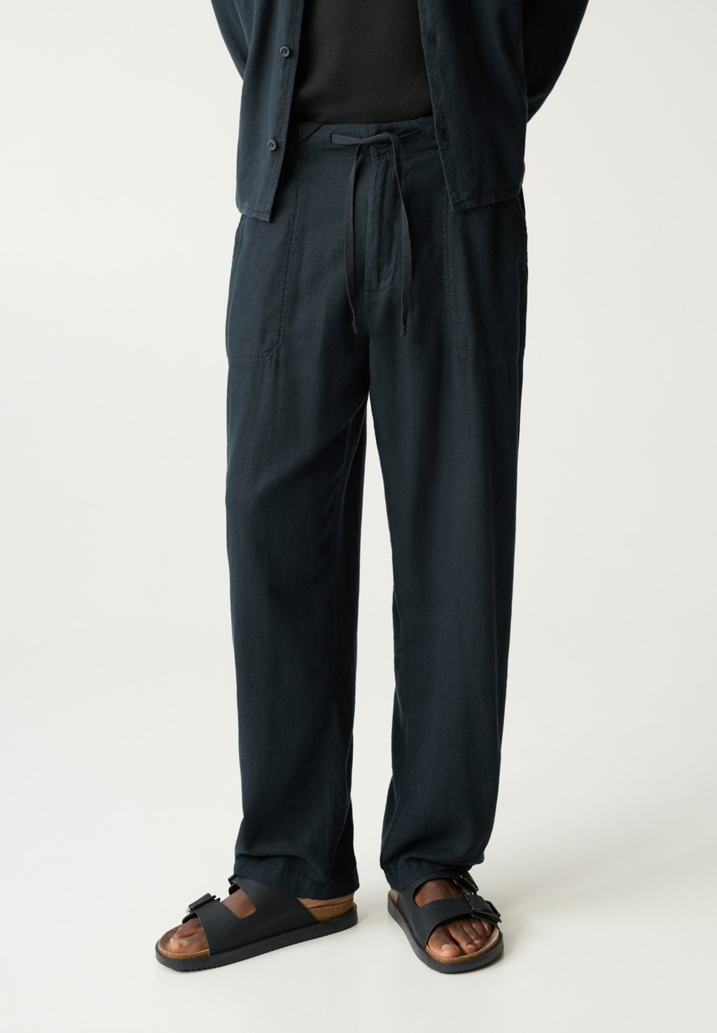 

Брюки LINEN BLEND JOGGERS PULL&BEAR, черный