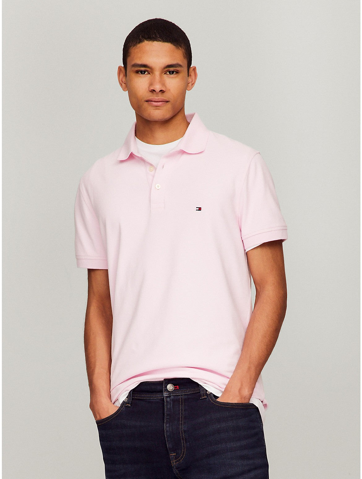 

Мужская облегающая рубашка Tommy Hilfiger Tommy Polo, цвет simple pink