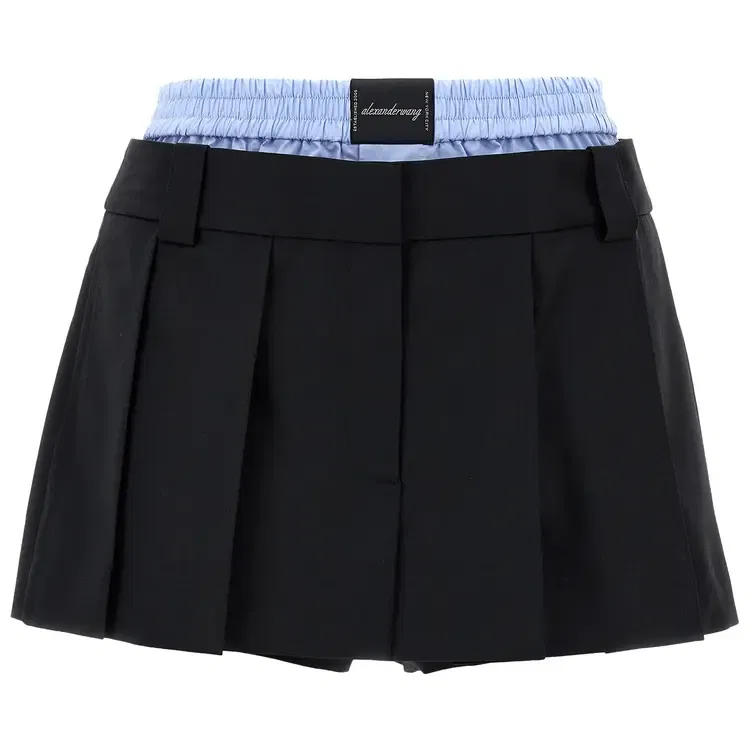 Шорты-юбка с плиссировкой и застежкой-молниейAlexander Wang, черный