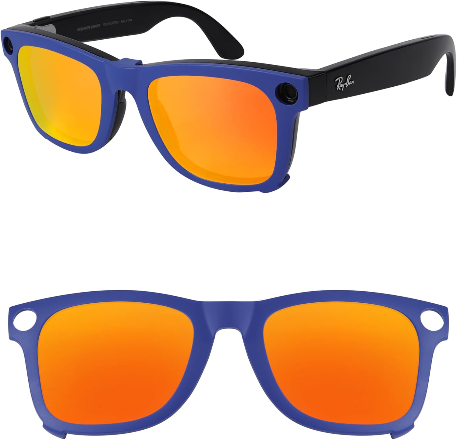 

Поляризованные очки с внешним креплением-клипсой для Ray-Ban Meta Wayfarer RW4008 и Gen 2 RW4012, размер Large 53-22, для мужчин и женщин, с защитой от УФ-излучения HILEEN, Fire Red