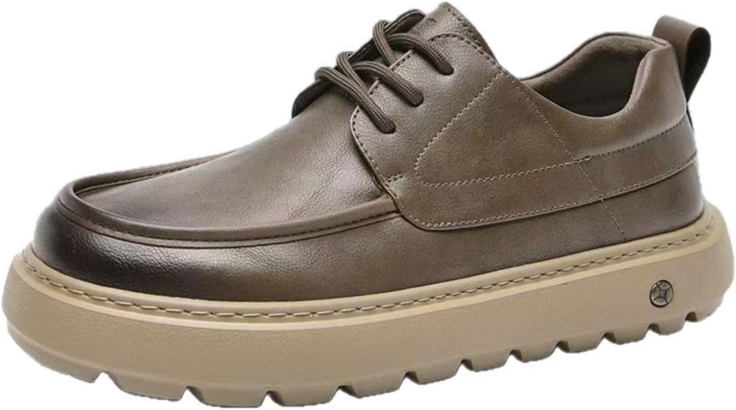 

Мужские повседневные кроссовки для увеличения роста, из натуральной кожи с платформой, мужские обувь на толстом каблуке для ежедневной носки Azttoztto, хаки