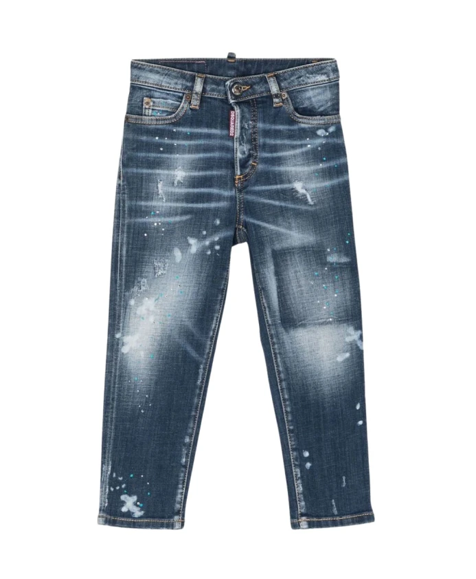 

Легкие стираные детские джинсы Boston Dsquared2, синий