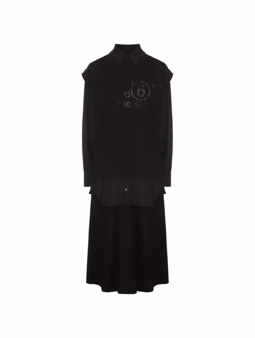 

Многослойное платье-рубашка MM6 MAISON MARGIELA, черный