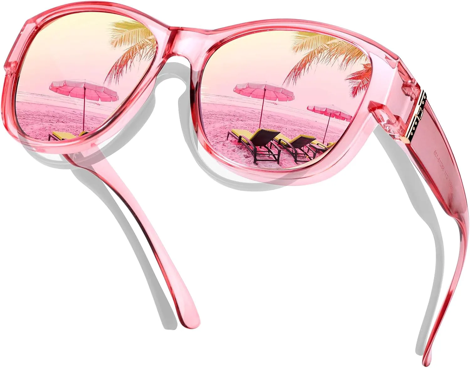 

IGnaef Модные поляризованные солнцезащитные очки для женщин, надеваемые поверх обычных очков, с защитой от УФ-излучения, модель IF8511, C09 Clear Pink / Pink