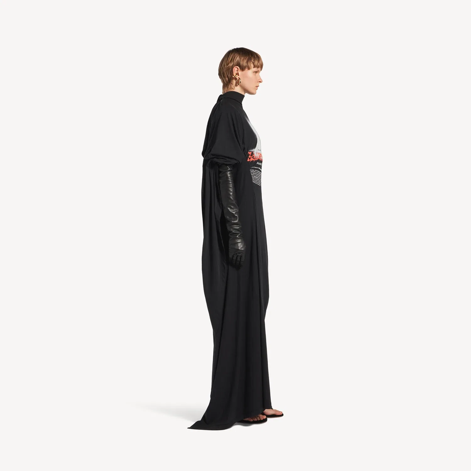 Женское длинное драпированное платье The Door черного цвета BALENCIAGA, черный — фото 3