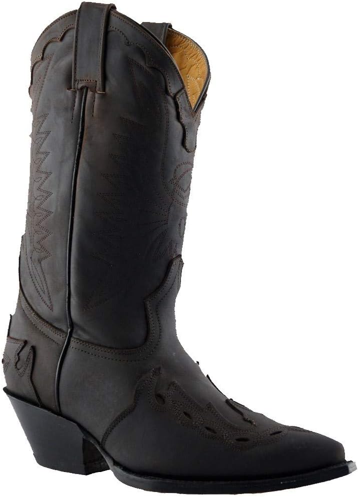 

Grinders Arizona HI Унисекс кожаные ковбойские ботинки с кубинским каблуком для вестерн-танцев, коричневый