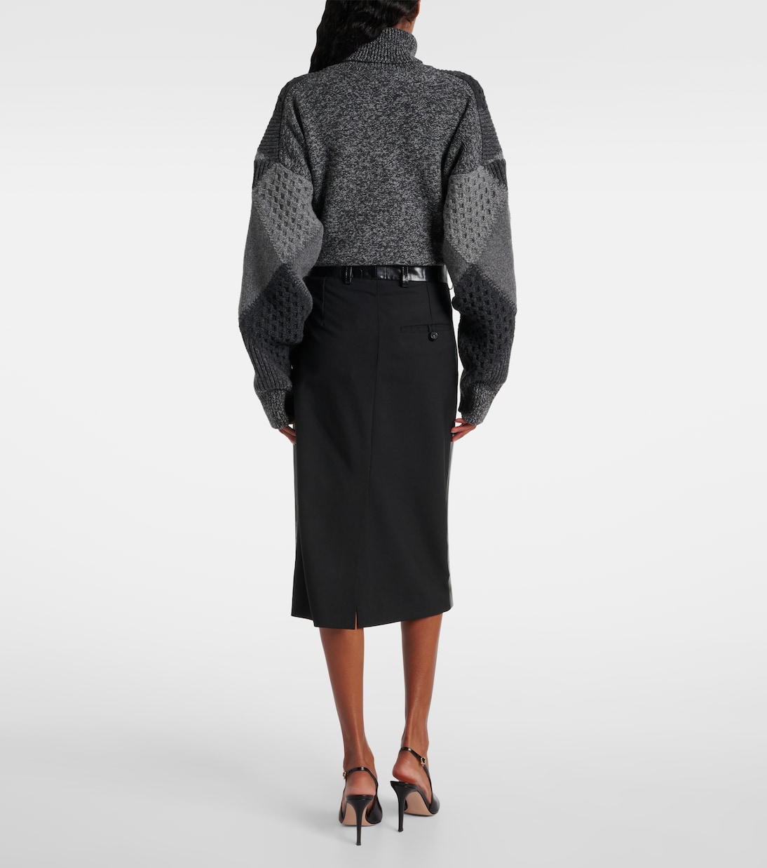 Юбка-карандаш из крокодиловой кожи Stella McCartney, черный — фото 3