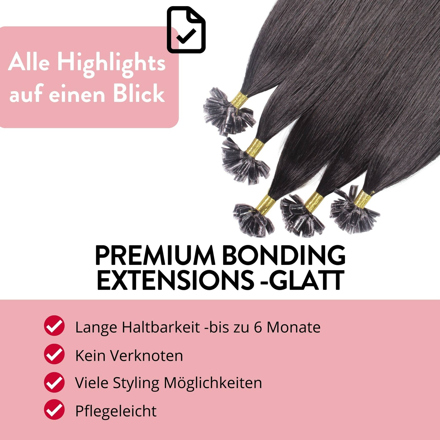 Накладные волосы bonding extensions premium echthaar #4/0 mittelbraun 0,8g Hair2Heart, 40cm, количество 25 шт. — фото 3