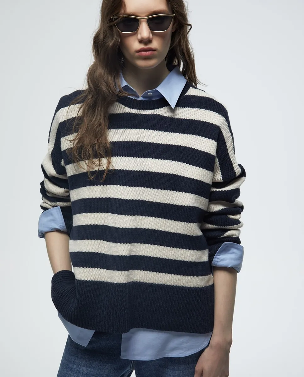 

Джемпер в полоску Sfera, темно-синий