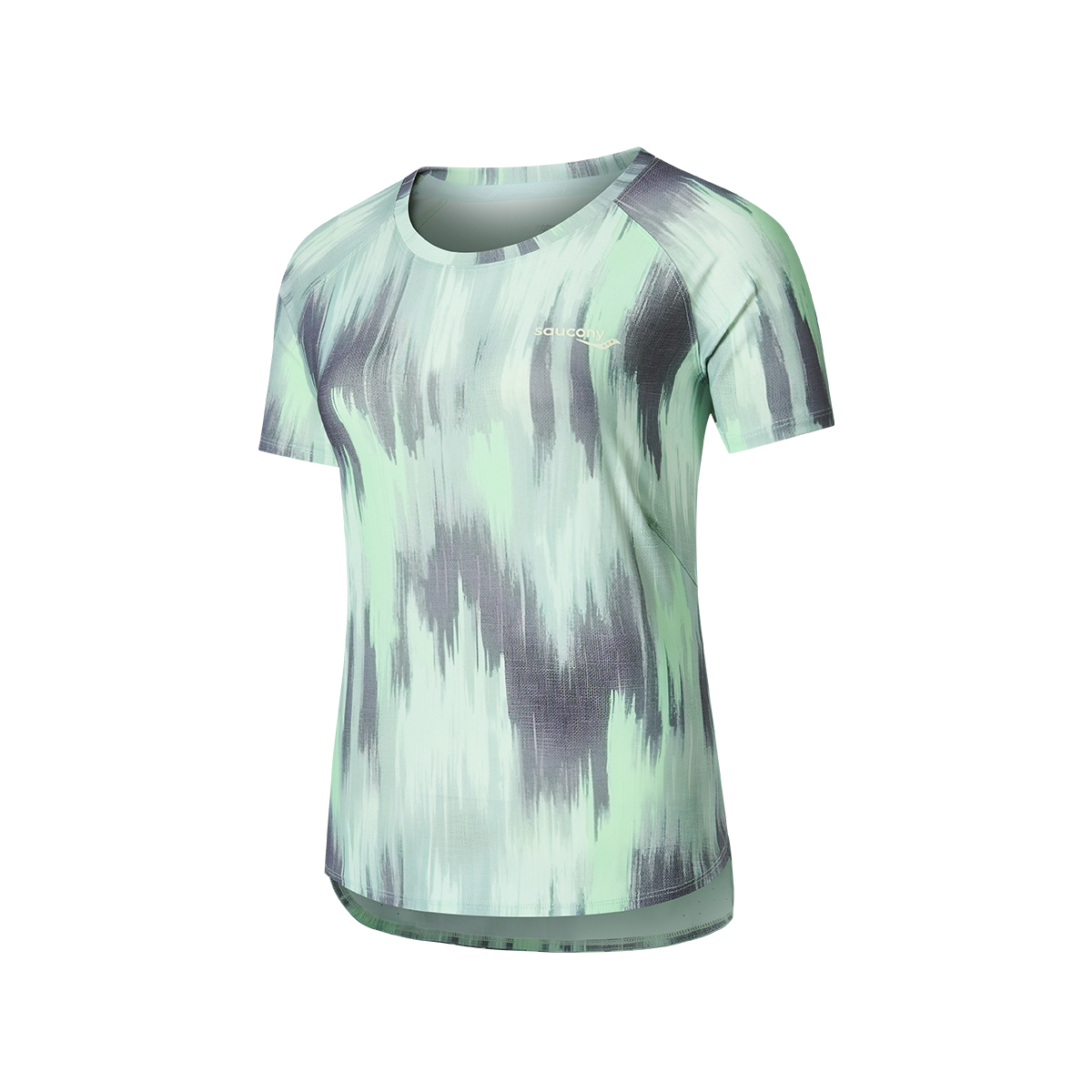 

Футболка женская Liqueur Mustard с ярким принтом Saucony, зеленый