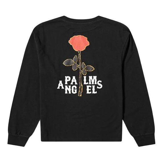 

Футболка men's back rose printing long sleeves black Palm Angels, черный