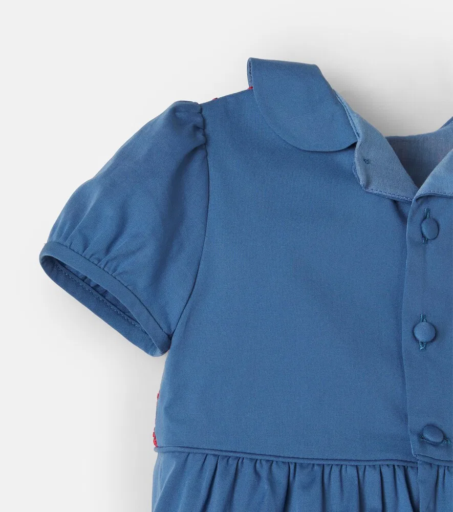 Детское платье из хлопковой смеси Gucci Kids, синий — фото 4