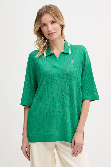 Поло женское из лиоцелла Summer Tommy Hilfiger, зеленый