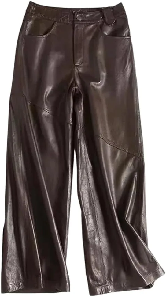 

Женские кожаные брюки с широкими штанинами