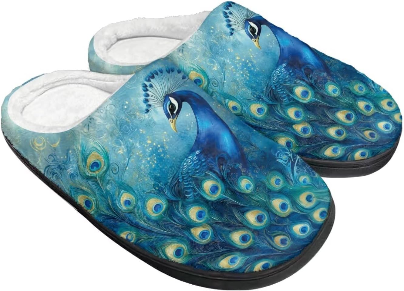 

Тапочки Tomeusey для женщин - домашние и хлопковые тапочки с противоскользящей подошвой, подарок для женщин и мужчин, Peacock