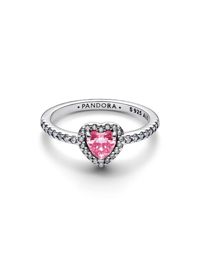 

Кольцо Pandora Elevated Pink Heart Ring, стерлинговое серебро