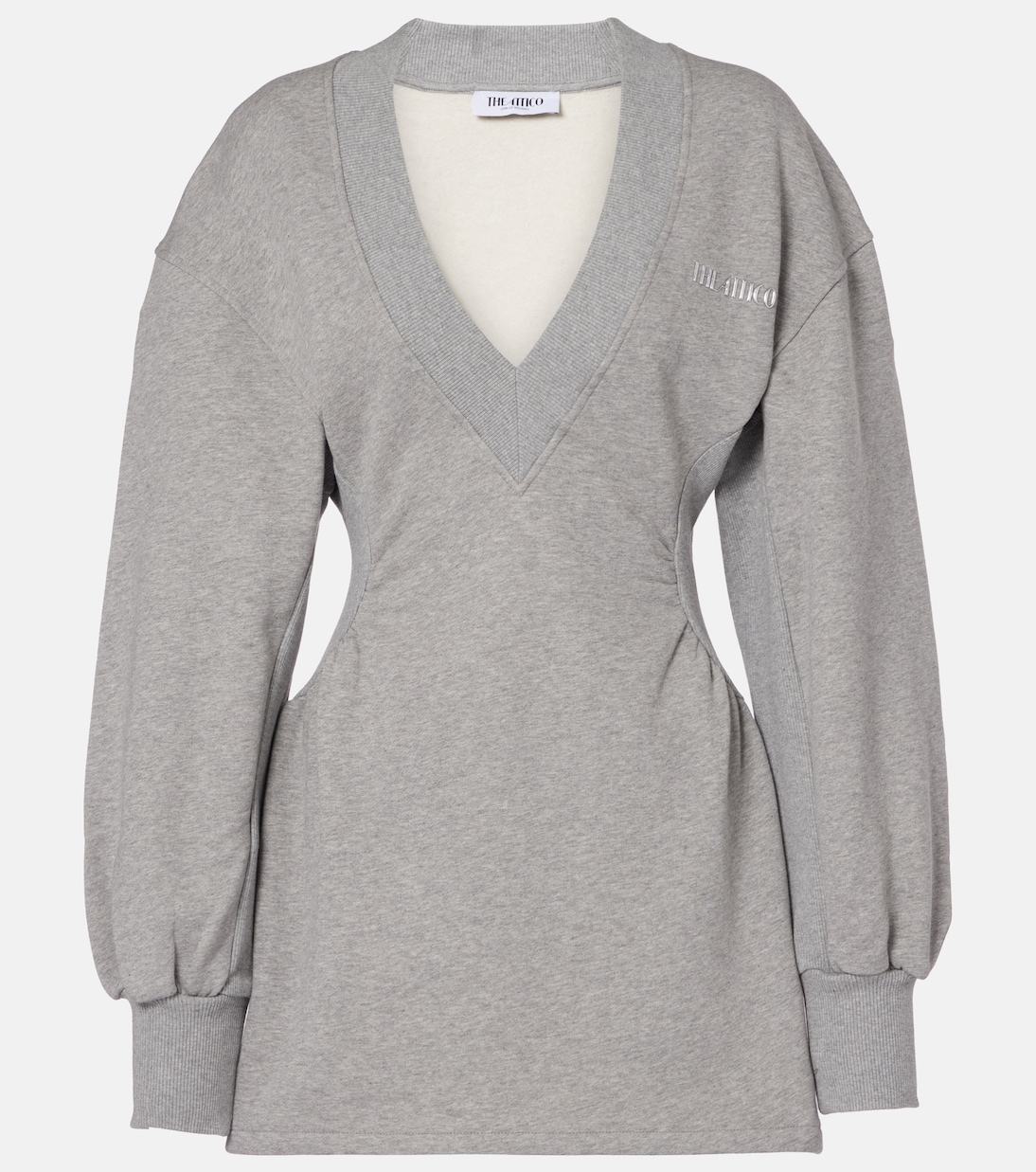 

Мини-платье из хлопкового флиса с пеплумом The Attico, Light Grey Melange