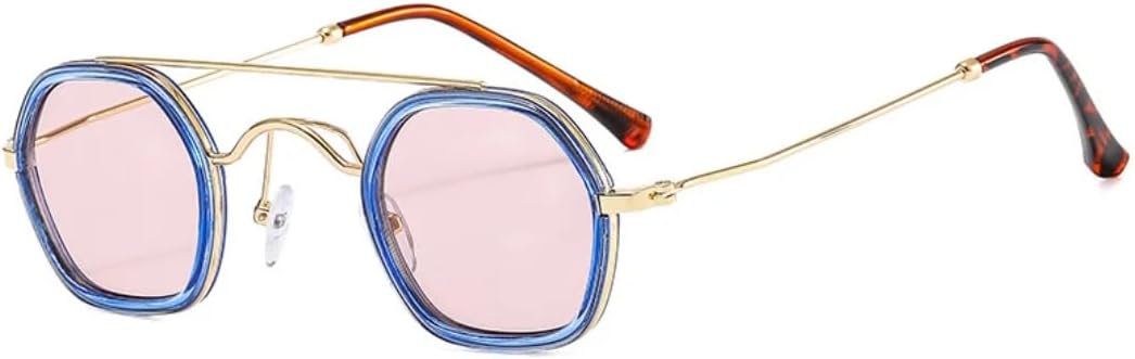 

Ретро солнцезащитные очки с двойными перемычками и многоугольными линзами для женщин, модные, с прозрачными градиентными линзами, защита от УФ-излучения UV400, для мужчин в стиле панк VRTRFFTR, Blue Champagne