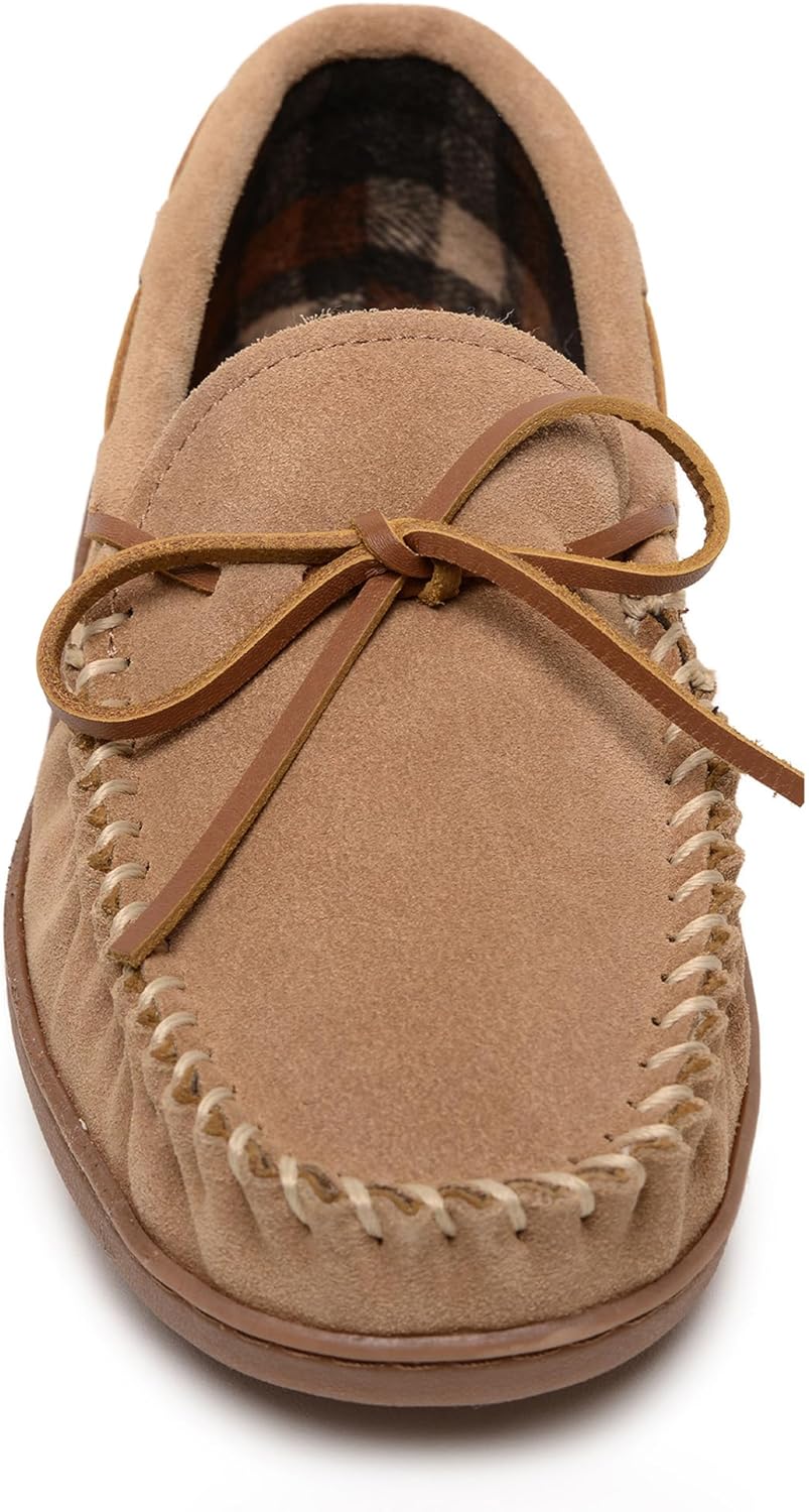 Мокасины Minnetonka для мужчин с твердой подошвой и флисовой подкладкой в клетку, Cinnamon — фото 3