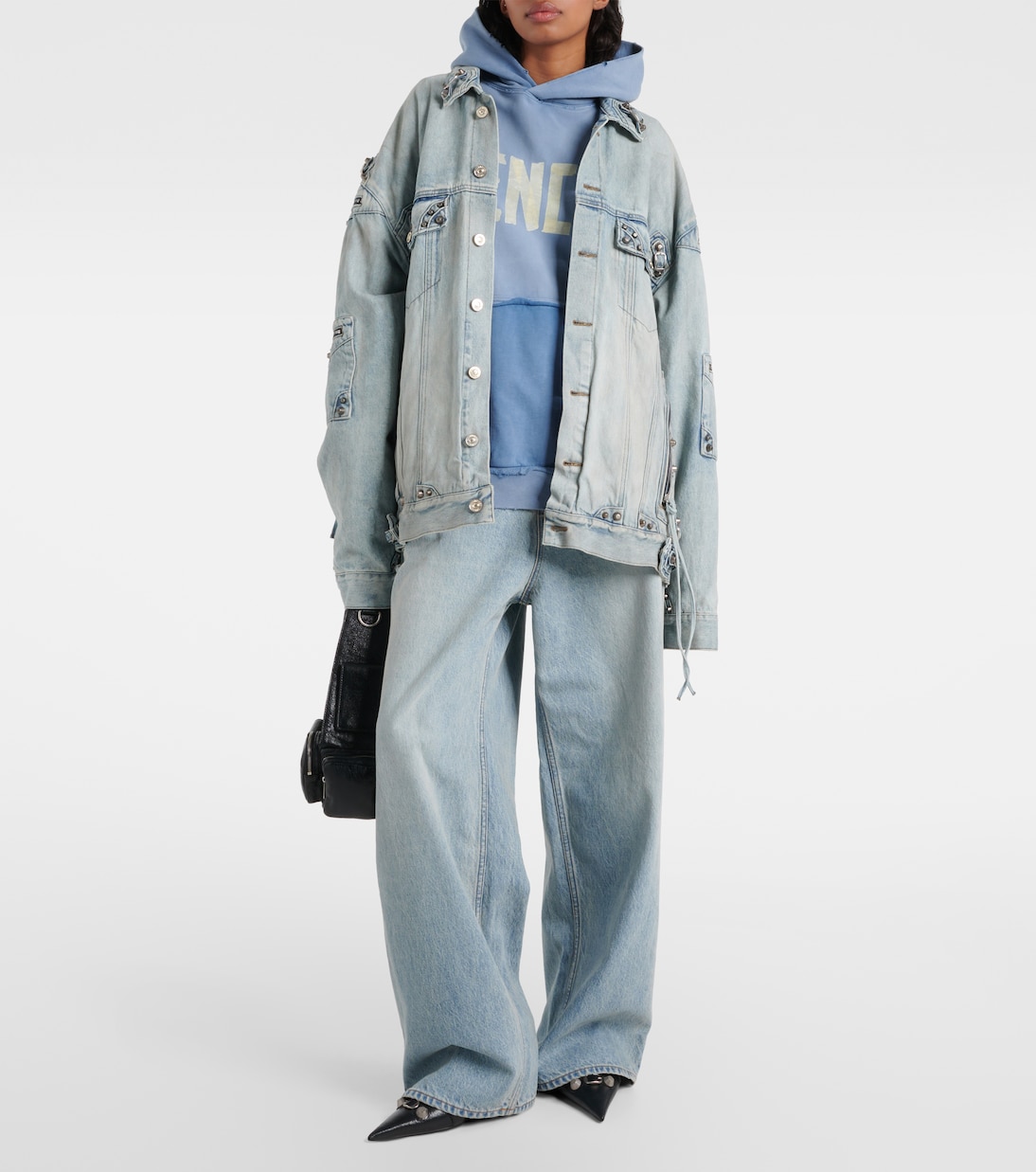 Джинсовая куртка Cagole большого размера Balenciaga, Dirty Blue — фото 2