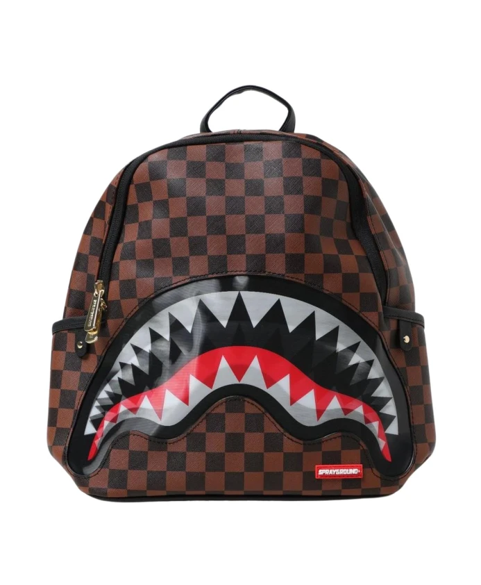 

Рюкзак в клетку с изображением акулы Sprayground, коричневый