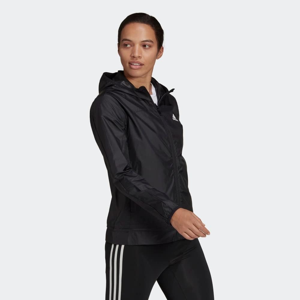 Женская ветровка Adidas для бега с логотипом, черный/белый — фото 4