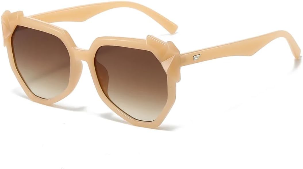 

Ретро-солнцезащитные очки с нерегулярным градиентом для женщин, модные, роскошные, в конфетных тонах, для путешествий и повседневной носки, мужские очки с защитой от УФ-излучения UV400 TKKTLLT, Pink Tea