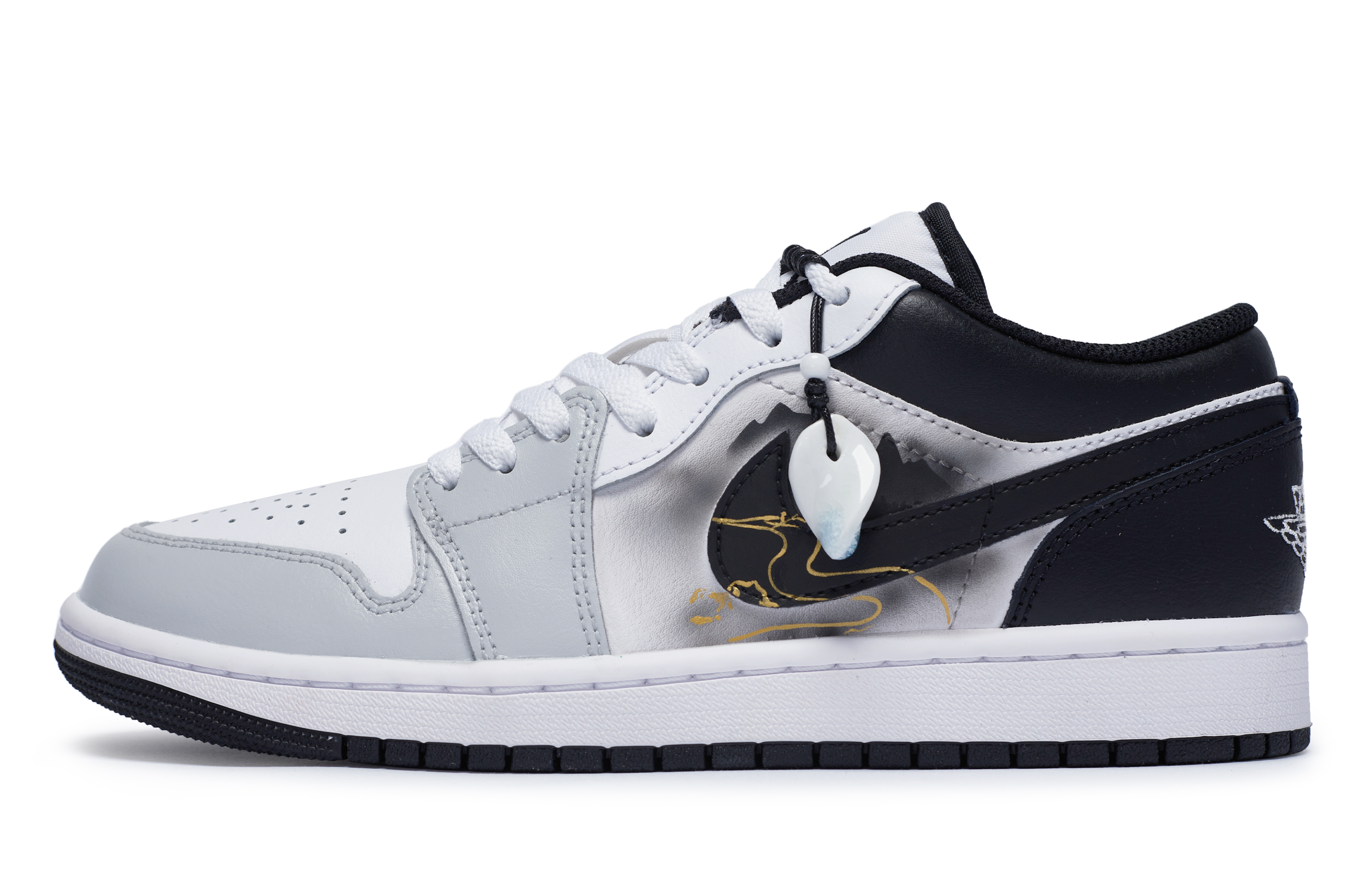 

Кроссовки Air Jordan 1 Vintage Basketball Shoes Men Low-top Black, черный/белый/серый