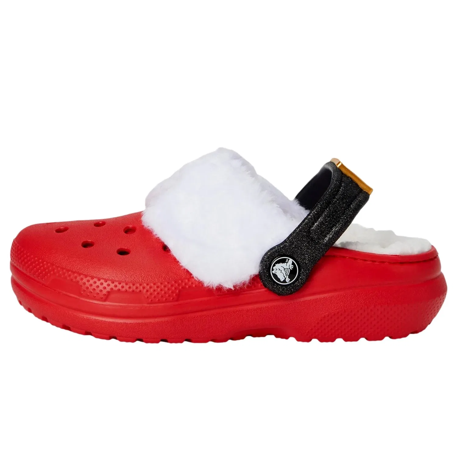 Детские сабо Crocs с подкладкой "Санта", красно-белые