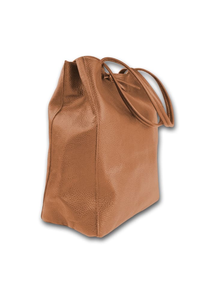 

Кожаная сумка-шоппер, наплечная сумка Toscanto, бежевого или светло-коричневого цвета, примерно 28 см