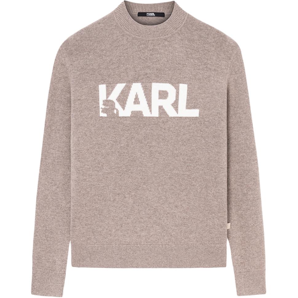 

KARL LAGERFELD / Karl Lagerfeld Jeans Свитер мужской Camel с круглой горловиной умеренной посадки
