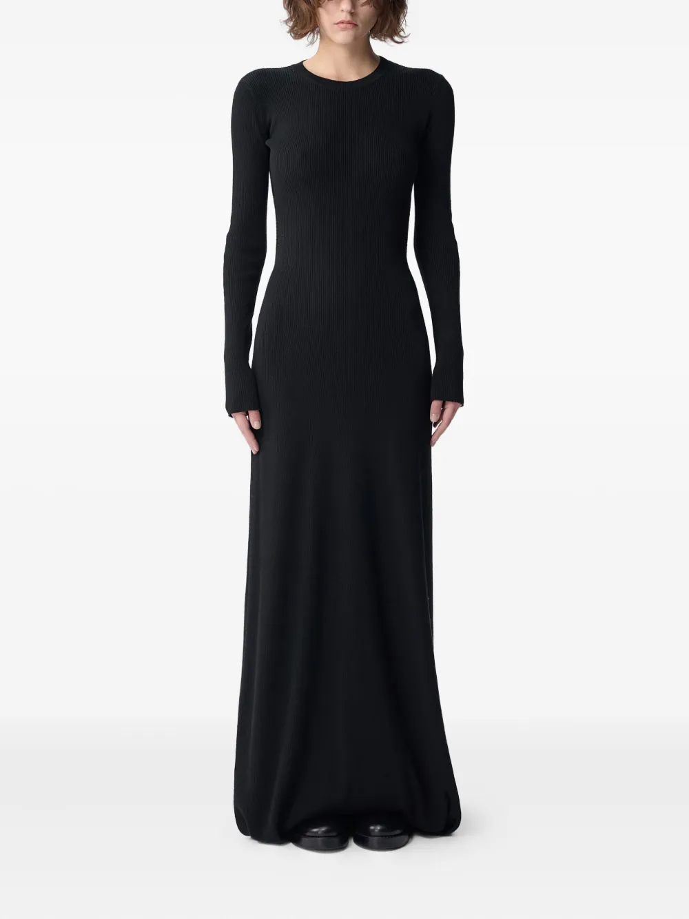 

Платье макси Eva с открытой спиной в рубчик Ann Demeulemeester, черный