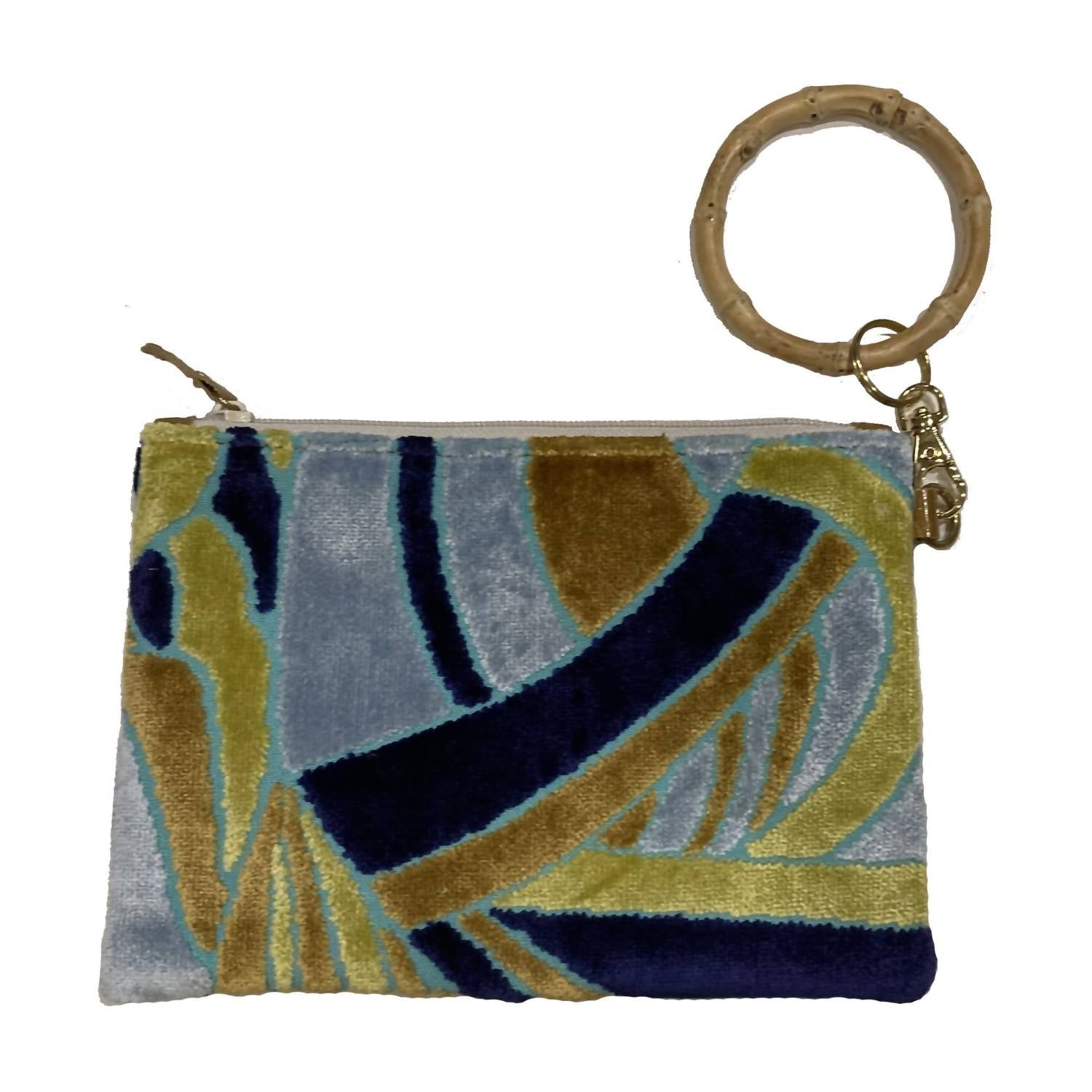 

Женский клатч на молнии с бамбуковым декором в цветах золото/голубой/темно-синий Glenda Gies