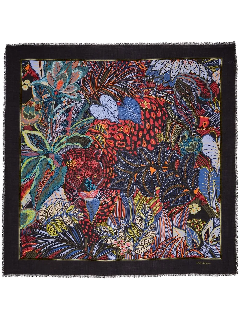 

Кашемировая шаль с принтом Batik Ferragamo, синий