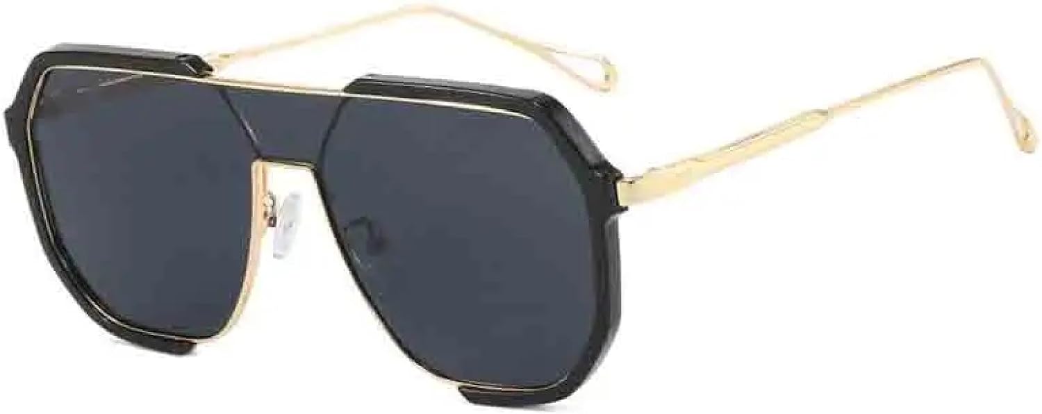 

Большие солнцезащитные очки для женщин, уникальные цельные модные солнцезащитные очки класса люкс для мужчин, очки для путешествий, металлические очки с защитой от УФ-излучения UV400 TKKTLLT, Gold Gray