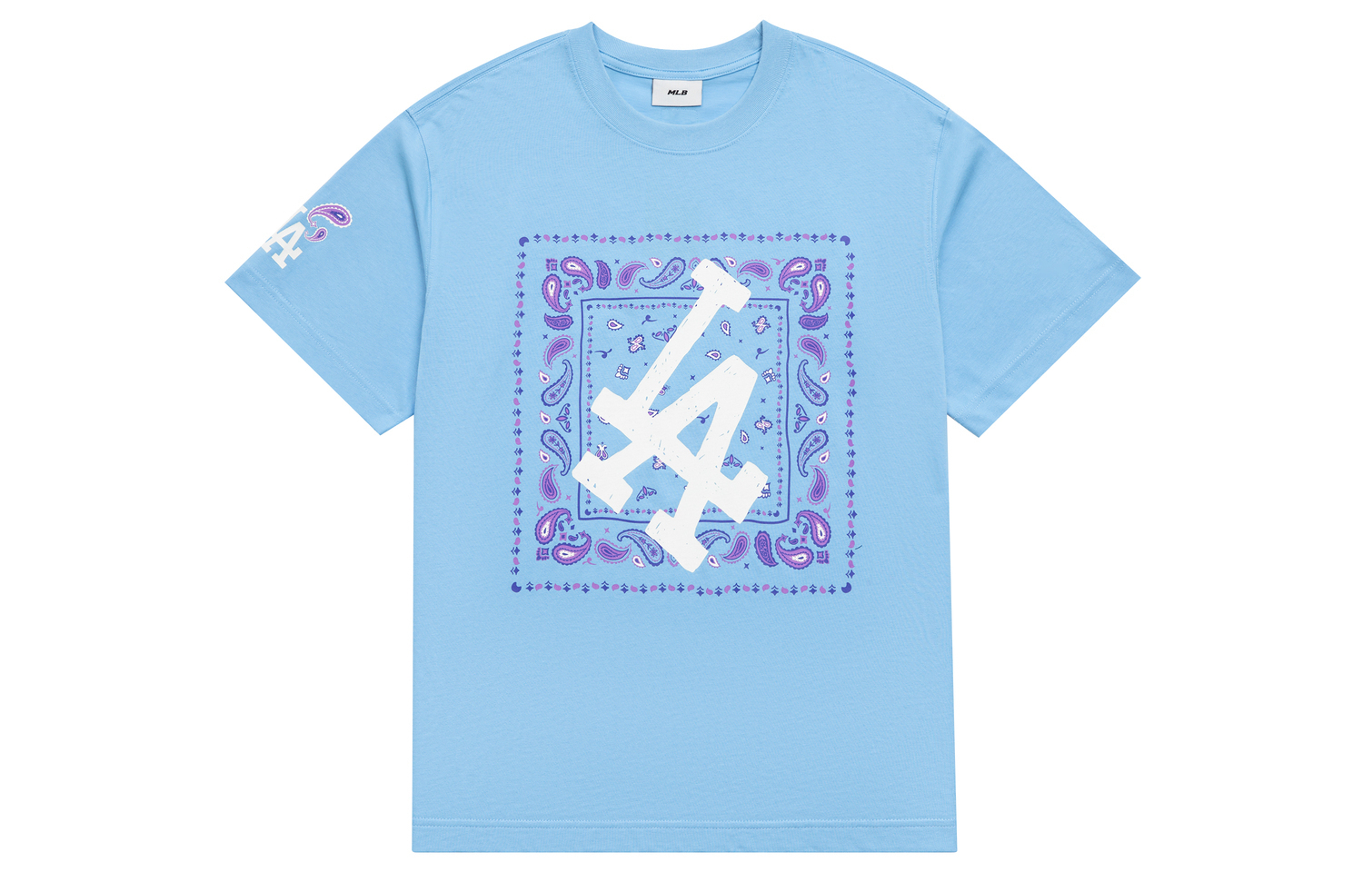 

Футболка с втачными рукавами унисекс светло-голубая MLB