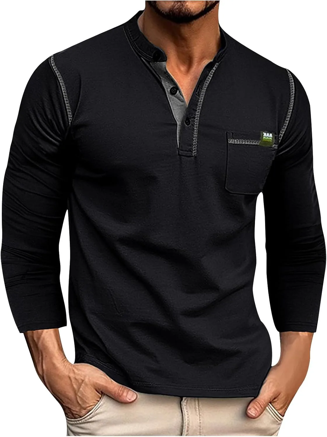 

Футболка Muscularfit для мужчин, длинный рукав, хенли